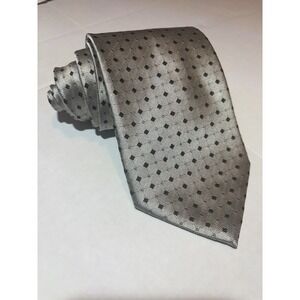 Bruno Piattelli Silk Geometric Tie 57in Silver 100% Silk Made in USA